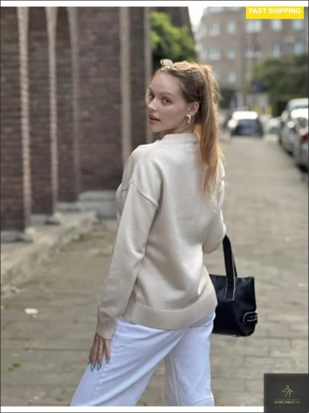 Fall Long Sleeve Crewneck Ribbed Knit Pullover Sweater Loose Fit